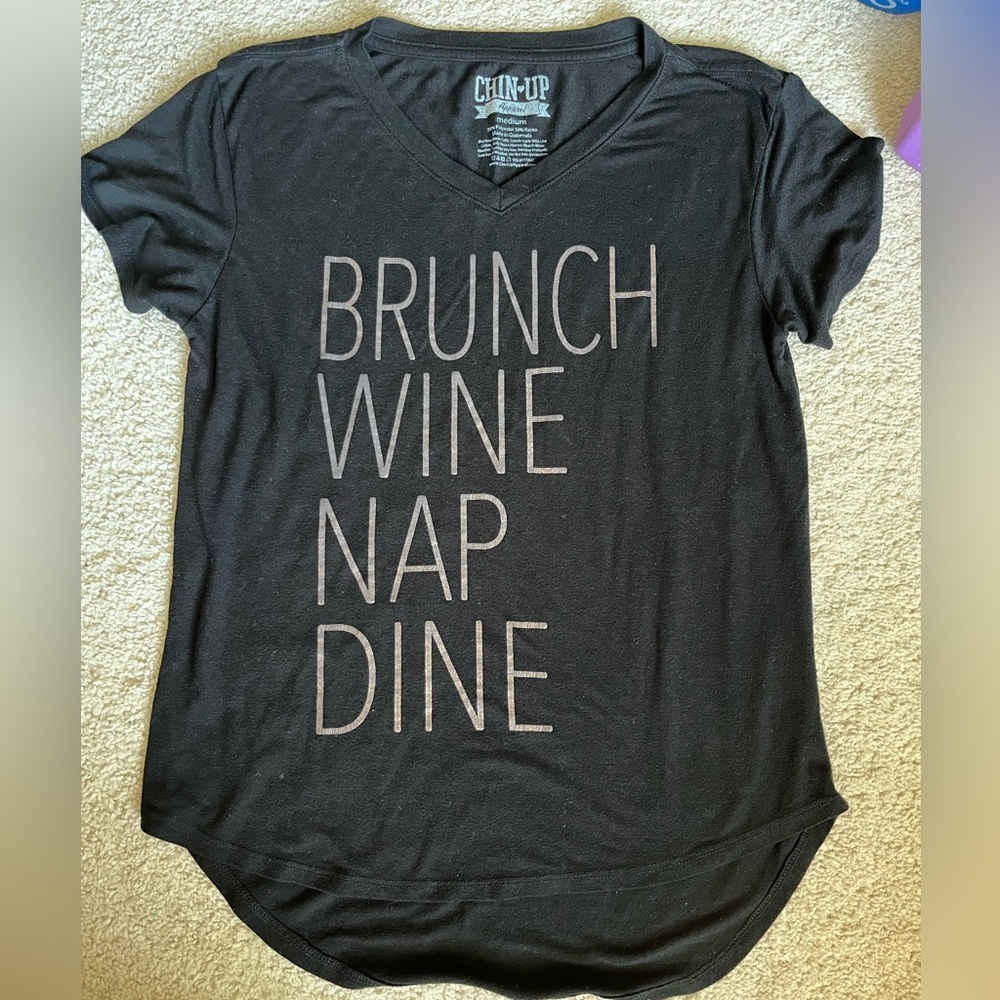 Brunch wine nap dine tee 🍷